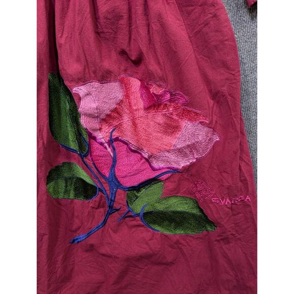 Svarga Ukraine Dress Womens 42 Embroidered Floral Cotton Traditional Red - Picture 2 of 16